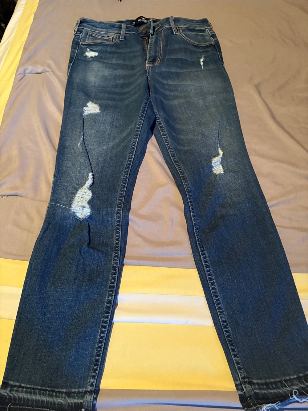Hollister Women's High Rise Distressed Dark Blue Jeans